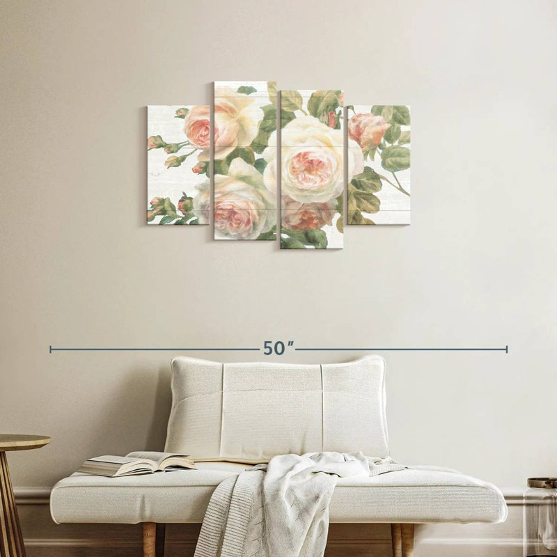 Harnek Vintage Roses White, 22" H x 36" W