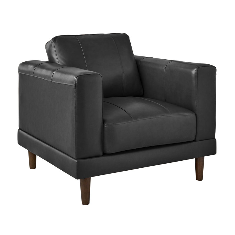 Fulks Upholstered Accent Chair, Charcoal Genuine Leather