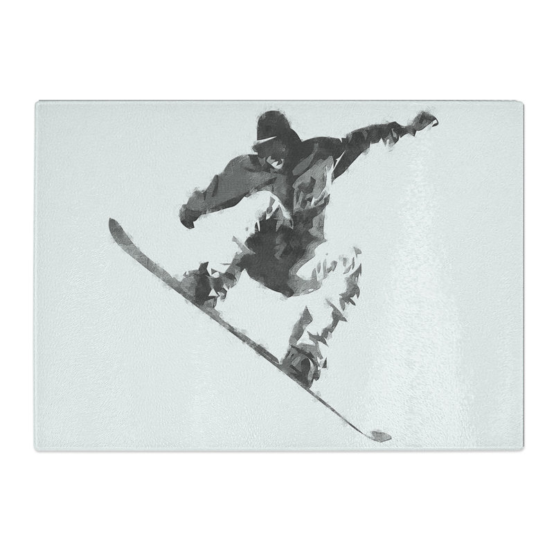 Tempered Glass the Snowboarder Chopping Board, 20 cm x 28.5 cm