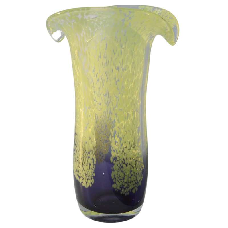 Vase de table en verre vert / mauve / transparent 8 po