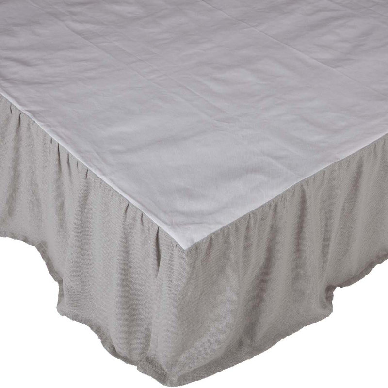 Burlap Dove Grey Tailored Bed Skirt, Queen