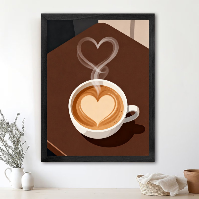 «Black Love Vintage Love Coffee», impression murale encadrée de style rétro, H 11 po x l 9 po