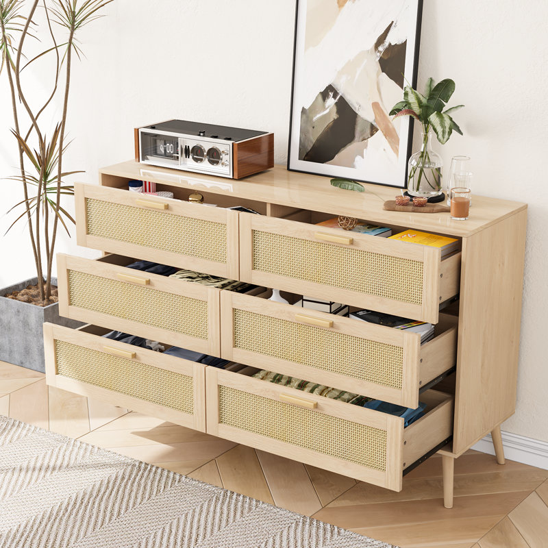 Charise 47.2'' W 6 - Drawer Dresser, Natural