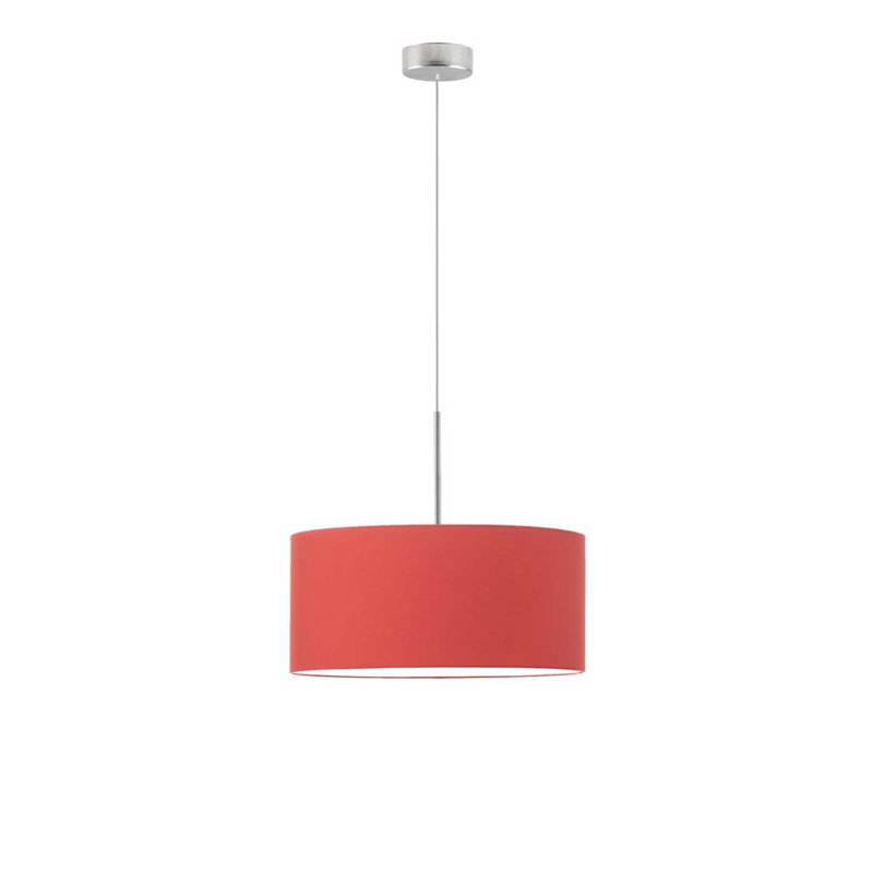 Aubryn 3 - Light Drum Pendant, Brushed Steel, Red, 120cm H x 40cm W x 40cm D
