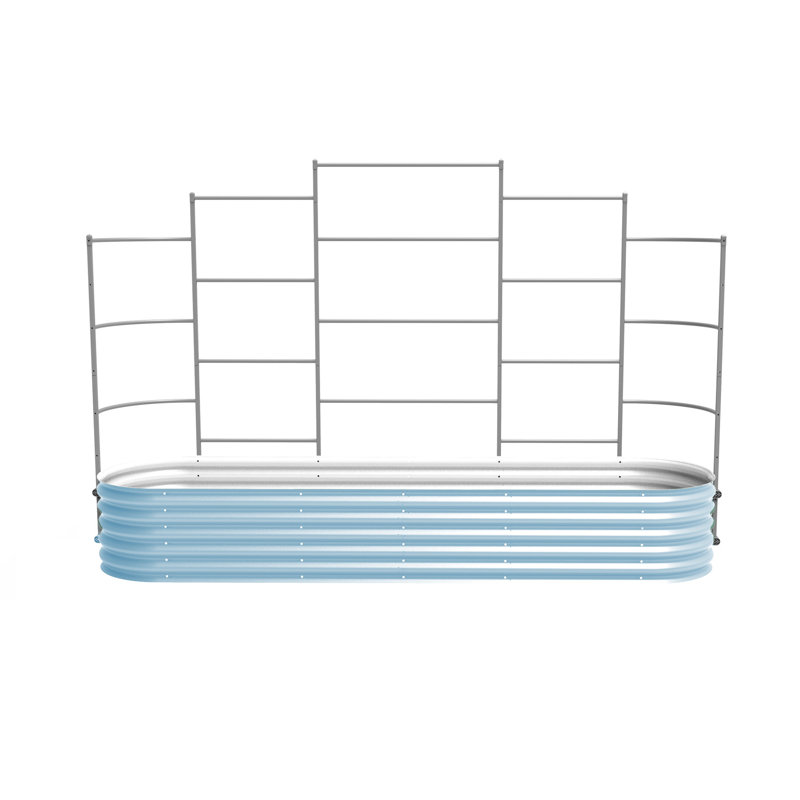 17" Tall 10 In 1 Modular Metal Outdoor Raised Garden Bed With Trellis, Terra Cotta, 74" H x 114" W x 30" D