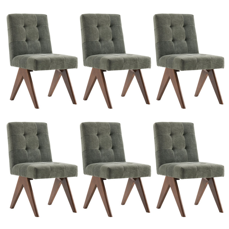 Chaise d'appoint rembourrée Nieck, Vert sauge foncé, 6