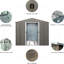 Remise d'extérieur en métal de 8 x 10 pi - cadre en fer galvanisé gris, évents perforés, avec serrure et gants de 8 x 10 pi, construction, support durable, ancre de cadenas-118641017