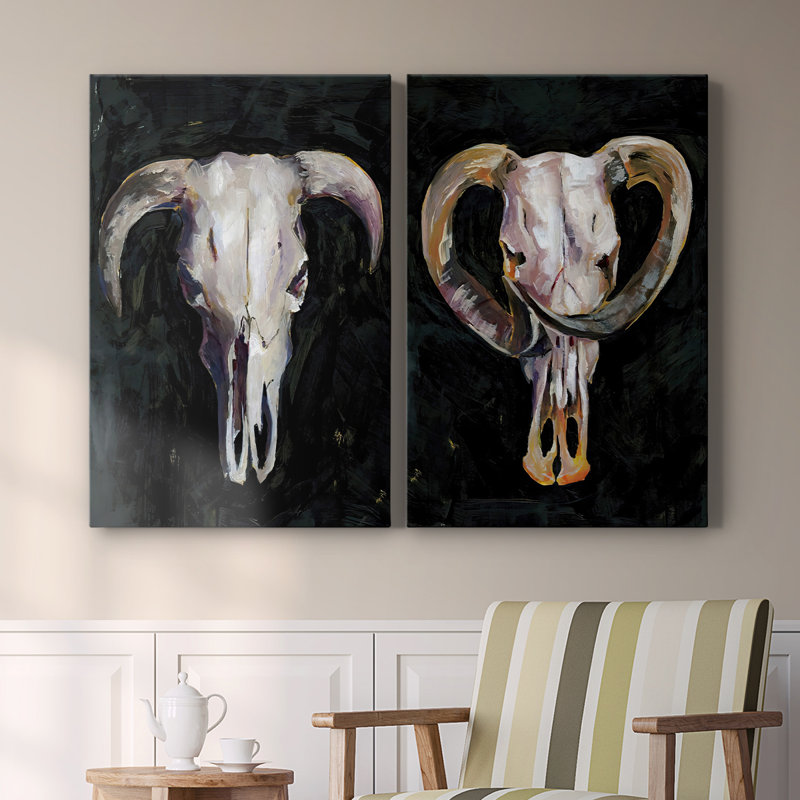 Horned Skull I-Premium Gallery Wrapped Canvas -Ready to Hang