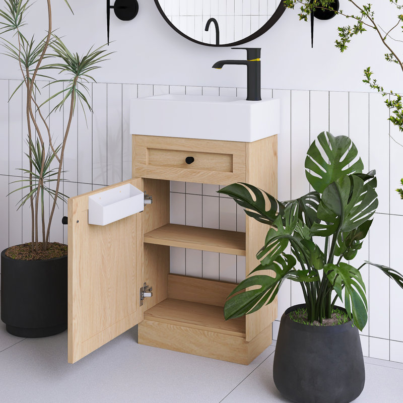 18.5" Bathroom Vanity With Reversible Resin Sink