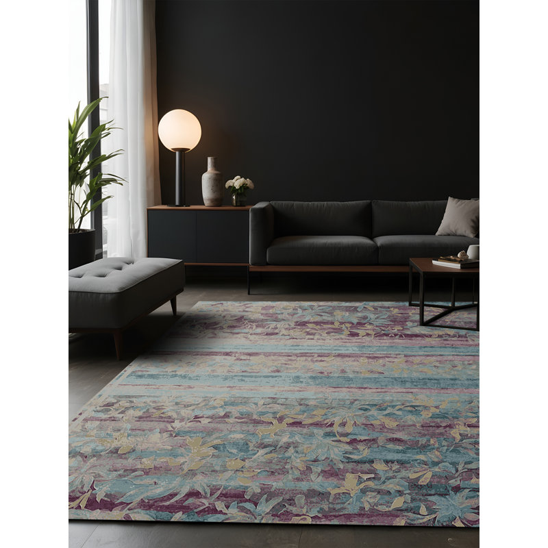 Tapis gris soyeux et moelleux, Carré 4 pi