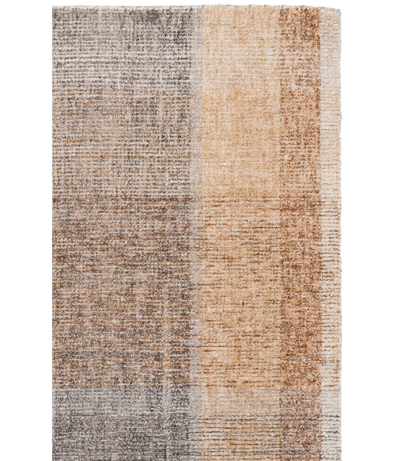 Light Brown Blue Hand-Tufted Geometric Wool Rug, Square 6'