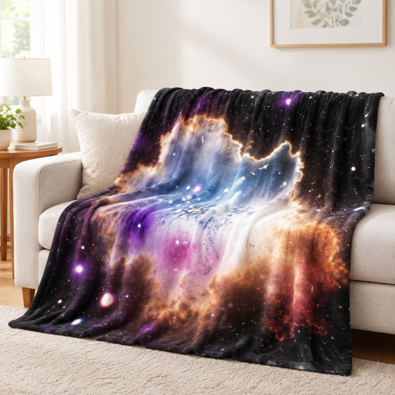 Jeté en flanelle Cozy Galaxy Nebula, L 60 po x l 50 po