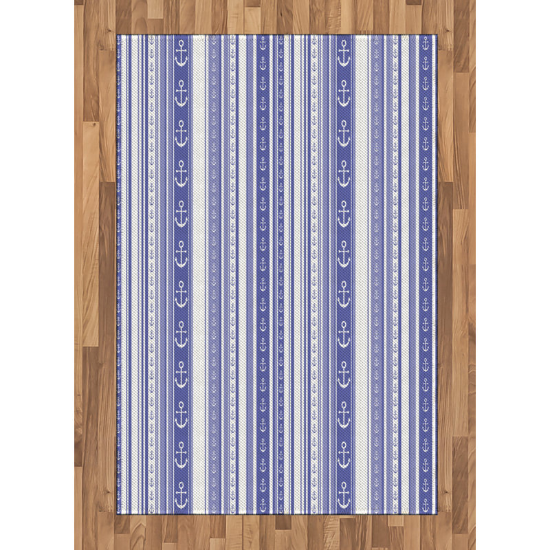 Striped High Density Long Fiber Poly Threads Decorative Area Rug Carpet, Rectangle 4' x 5'8"