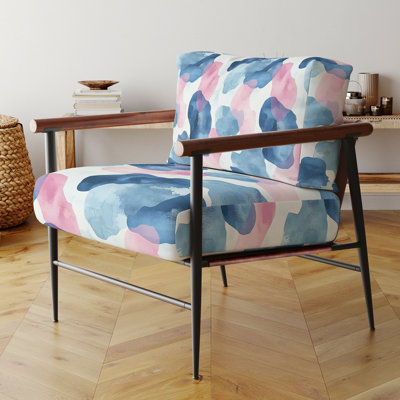 Fauteuil rembourré bleu et rose Boho