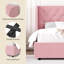 Ensemble de chambre à coucher avec lit à oreilles en velours et 2 tables de chevet à oreilles-1207476428-1207476431