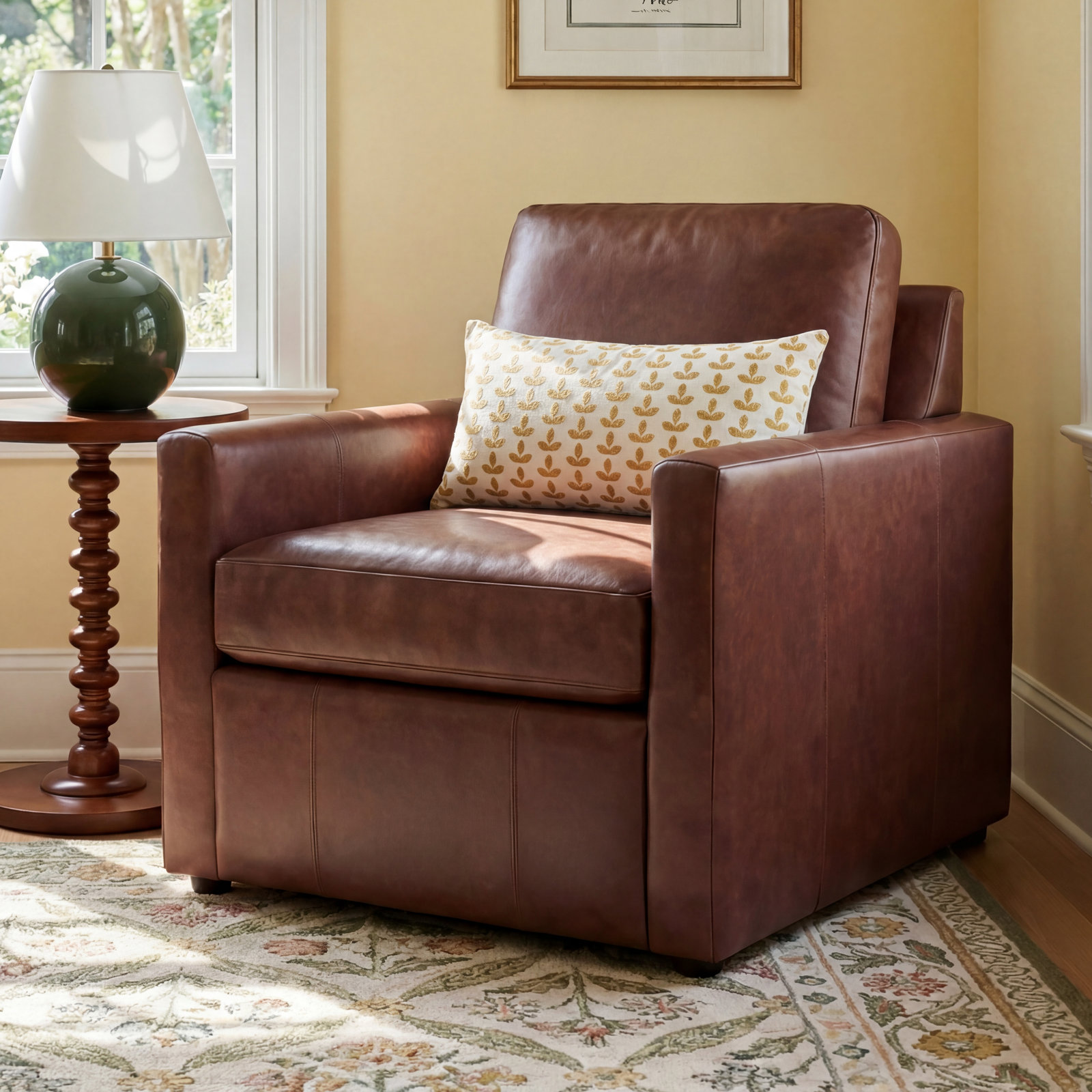 Savannah Genuine Leather Armchair, Rustic Genuine Leather