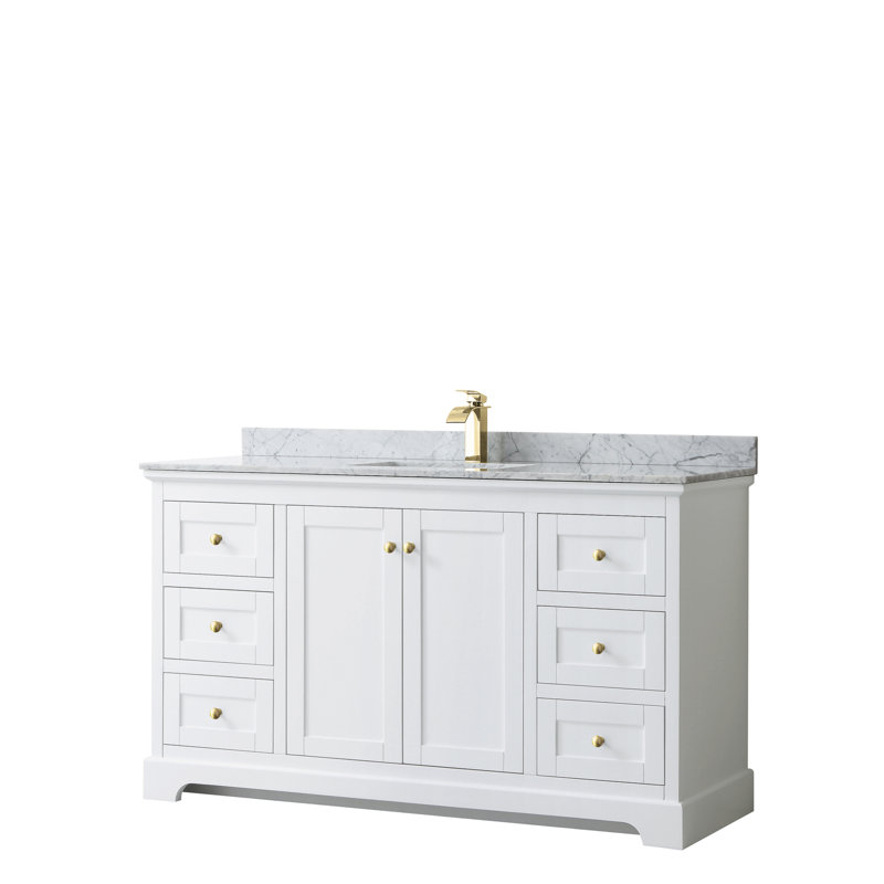 Avery 60'' White Single Bathroom Vanity with Marble Top