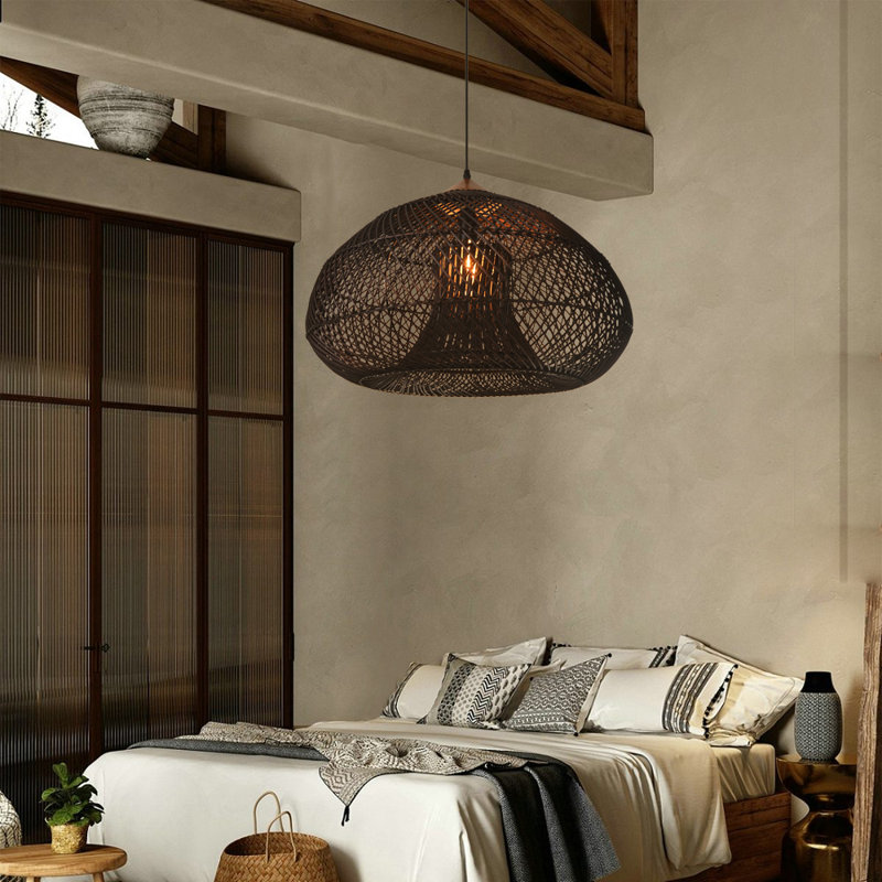 Luminaire suspendu géométrique noir mat à 1 lumière Bauza, H 24 po x l 24 po x P 24 po