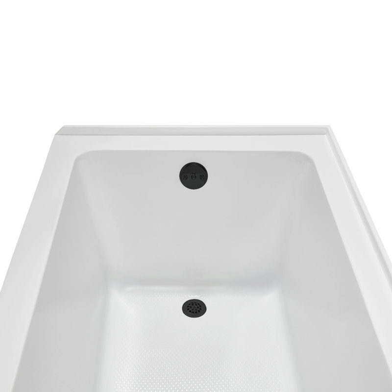 Streamline 60 in. x 30 in. Acrylic Left-Hand Drain Alcove Bathtub in Glossy White With External Drain, Matte Black