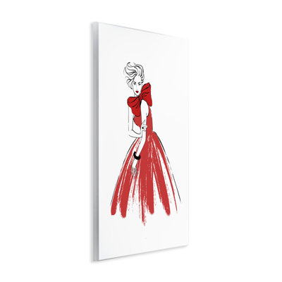 Lady & Red Bow Dress Wall Plaque Art by Martina Pavlova