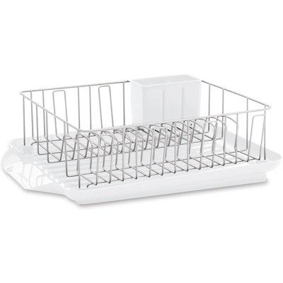 Lassic Rust Resistant Full Dishrack With Removable 3 Compartment Flatware Caddy Andlged Drain Board 3 Piece