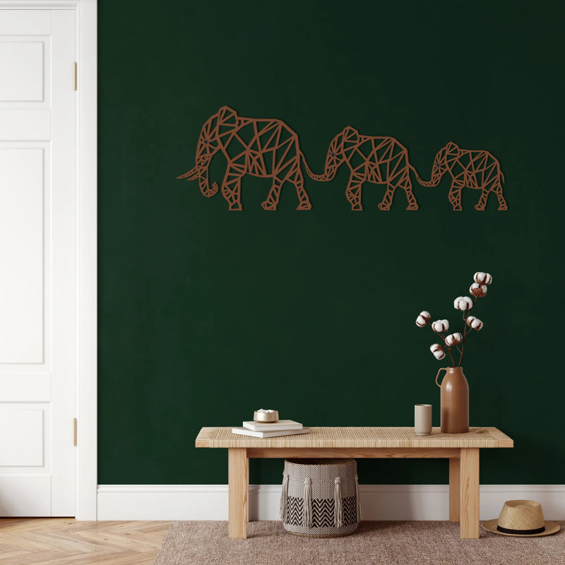 Handmade Boho Wall Decor on Metal, Copper, 19" H x 60" W x 2" D