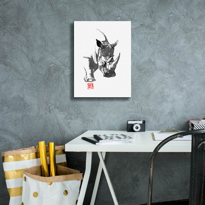 'Rhino' by Pechane, Canvas Wall Art, 16" H x 12" W x 0.75" D