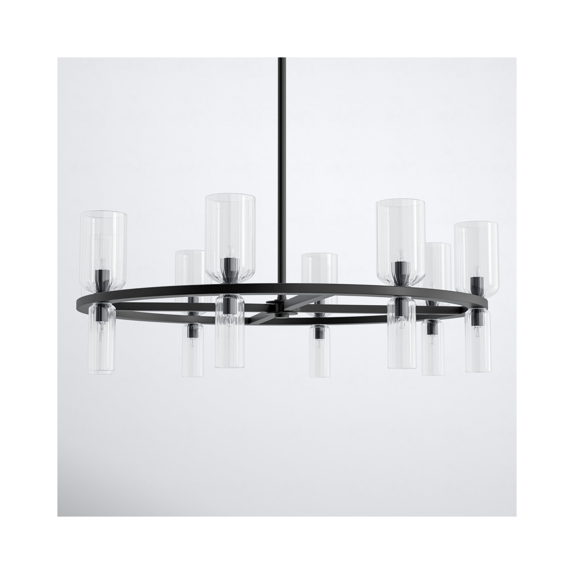 16 - Light Metal Chandelier, Soft Black