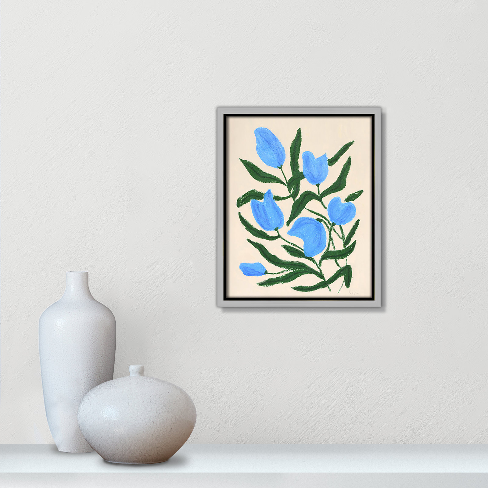 Blue Tulips Print by Camilla Bergqvist, Silver, 11.5" H x 9.5" W