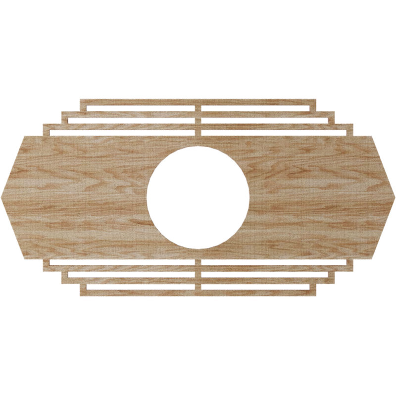 L 32 po x H 16 po x P 8 3/8 po x P 3/8 po, médaillon de plafond ajouré en bois de noyer Chrysler, Chêne rouge