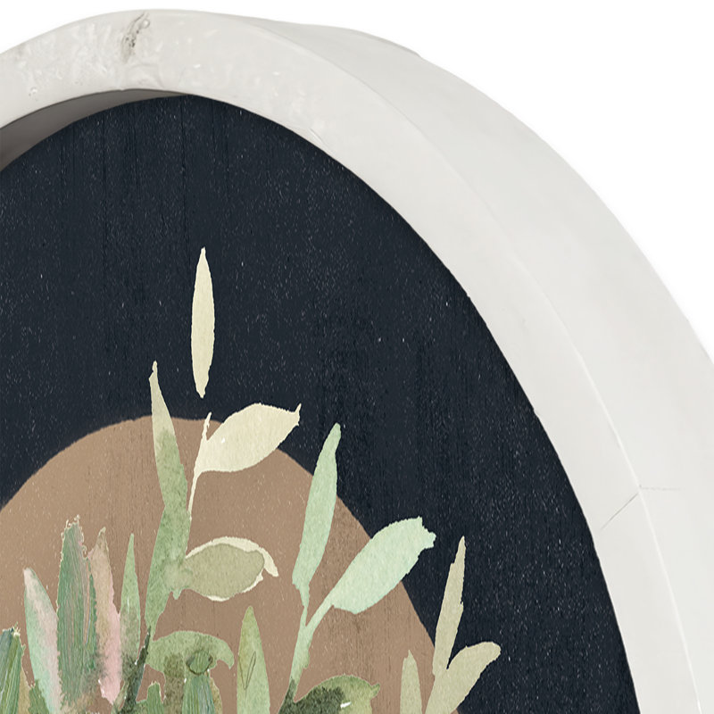 «Florals on Navy», reproduction encadrée, Blanc
