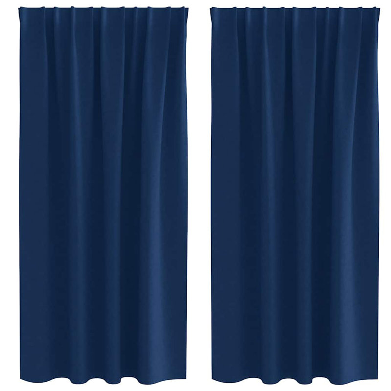 Blackout Curtain Pair, 175cm Width x 140cm Drop, Dark Blue