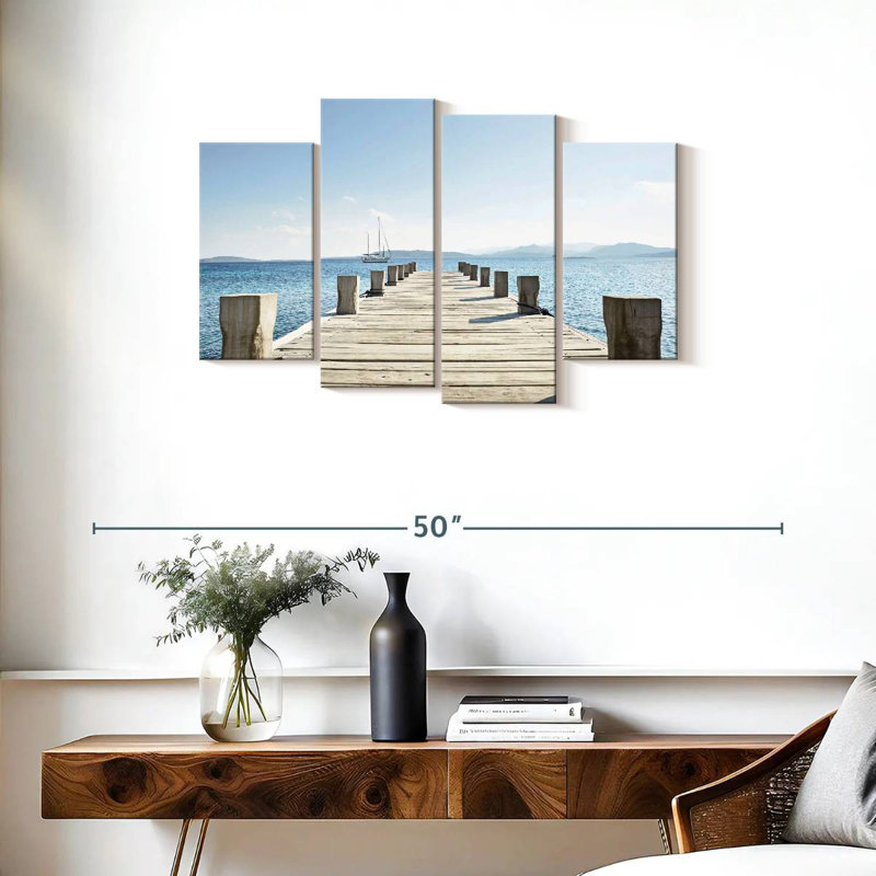 Sailboat and wooden dock Aletra, H 22 po x l 36 po
