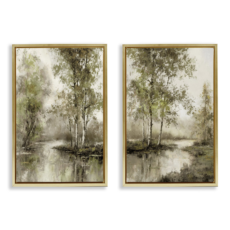 Ensemble de cadre flottant 2 pièces Idyllic Spring Forest, design par T.C. Chiu, H 25 po x l 17 po