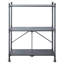Console pliable en métal et bois synthétique - 3 niveaux, noir sableux / finition bronze foncé, 3 tablettes de style industriel, noir / bronze