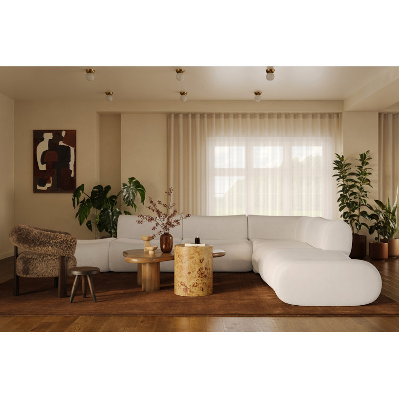 Grand modulaire en L Zenith, Mélange de polyester crème
