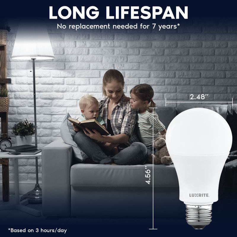 Ampoule DEL Luxrite A19 12,5 W = 100 W, 5 000 K, 5 000 lumens, blanc, 1500 LM, ampoule à DEL standard à intensité variable, non incluse