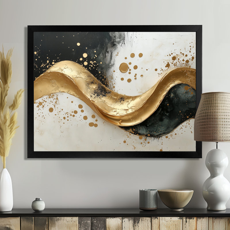 «Goldern», art transitionnel transitionnel et encre liquide foncé VI - art abstrait transitionnel moderne, Noir