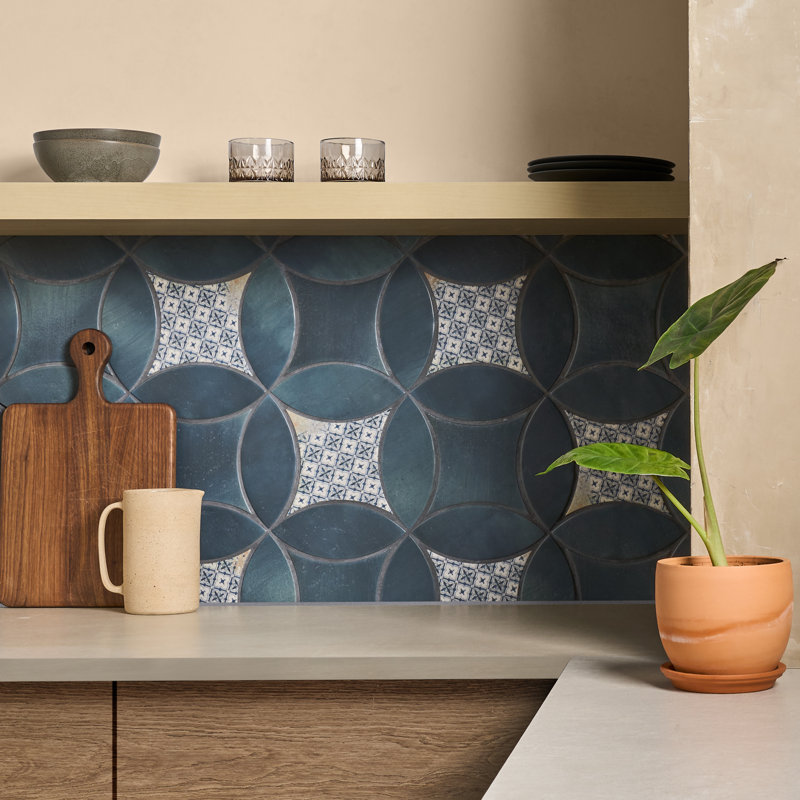 Raval 3x8 Petal and Kite Matte Terracotta Look Porcelain Floor and Wall Tile, White