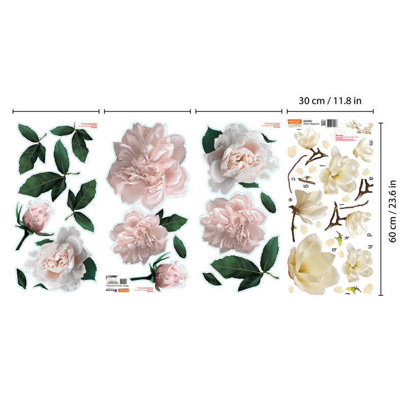 Adhésif décoratif magnolia avec roses