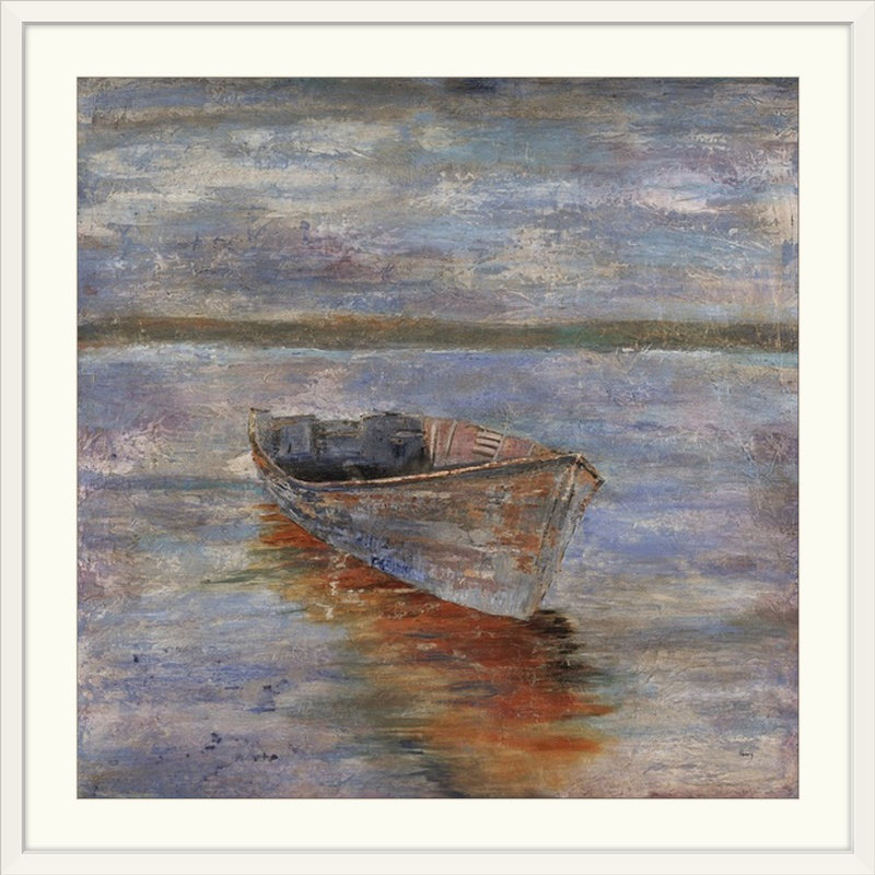 Marte Boat «the Waters Edge V» par Alexys Henry, reproduction d'art, H 32 po x l 32 po x P 1 po, Cadre blanc