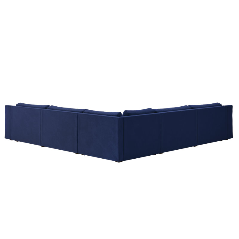 Elevate 126" Corner Sectional, Indigo Recycled Velvet