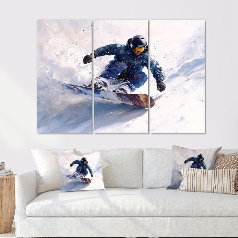 Ensemble de décorations murales blanches Snowboard, Métal métal, H 28 po x l 36 po x P 1 po