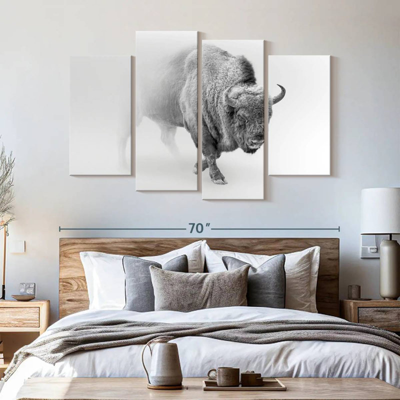 " Wild Bison " 4 - Pieces, 42" H x 68" W x 1.25" D