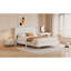 Grand lit plateforme en velours côtelé avec pieds en métal, beige (ancien sku: WF300238AAA)