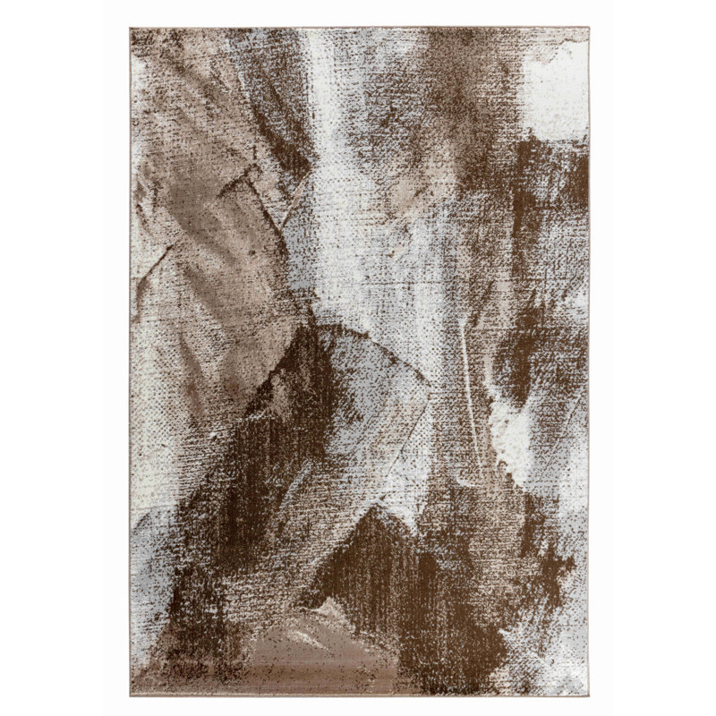 Rug Branch Marco 5' x 8' (5'3" x 7'7") Brown/Beige Abstract Indoor Area Rug, Modern, Low Pile, Stain-Resistant Carpet - Living Room, Bedroom, Dining Room, and Kitchen