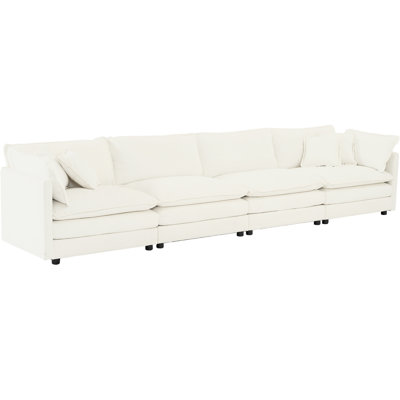 Comfy Chenille 4 Seater Couch - Solid Wood Frame Included 4 White With And Support
