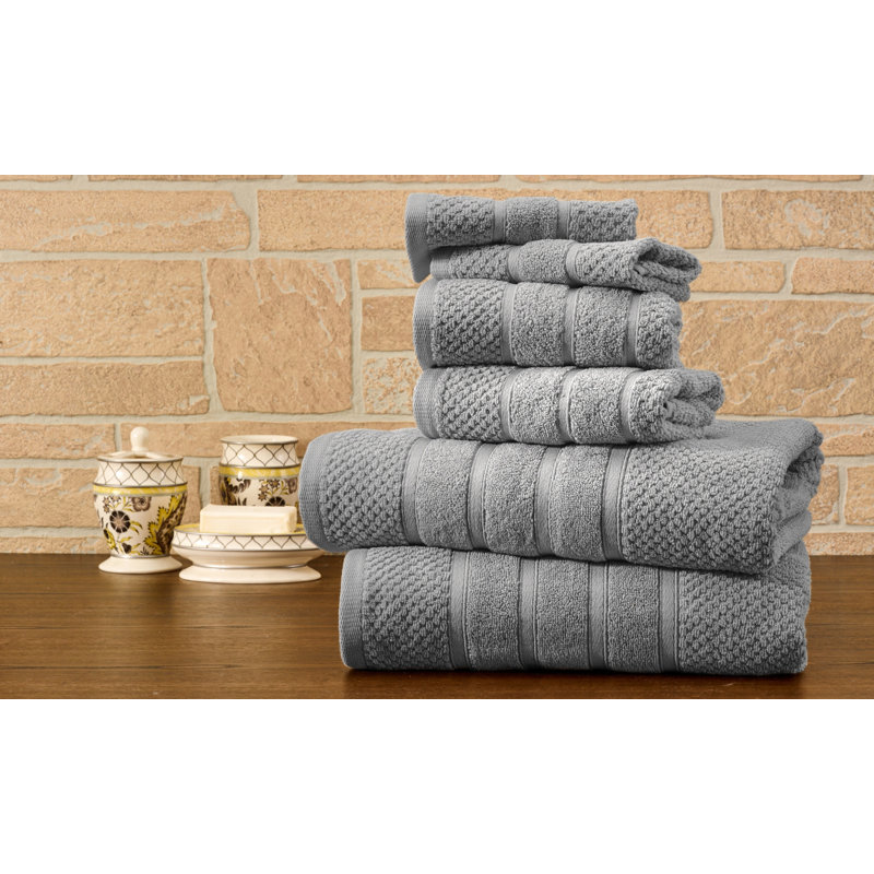 Ensemble de 6 serviettes en coton égyptien, Gris
