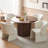 5-Piece Dining Table Set, Wood Top, Faux Fur Armchairs-108053361-108053362-108053369