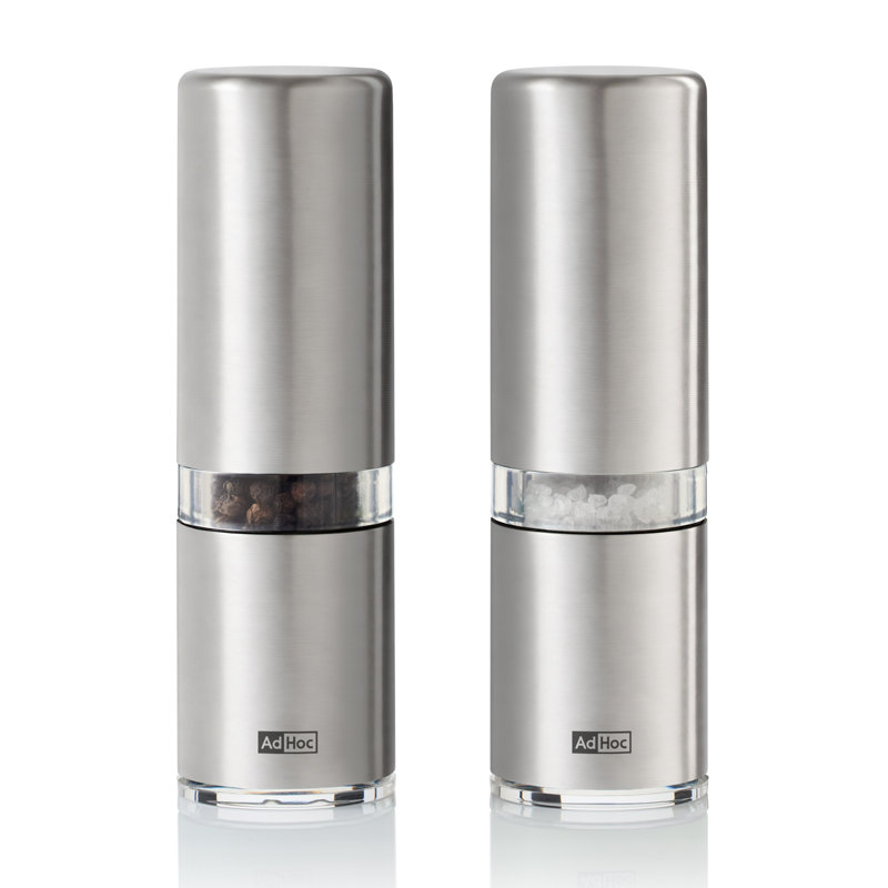 AdHoc Style Pepper and Salt Mill Cermacut Stainless Steel Set 5.8", Silver
